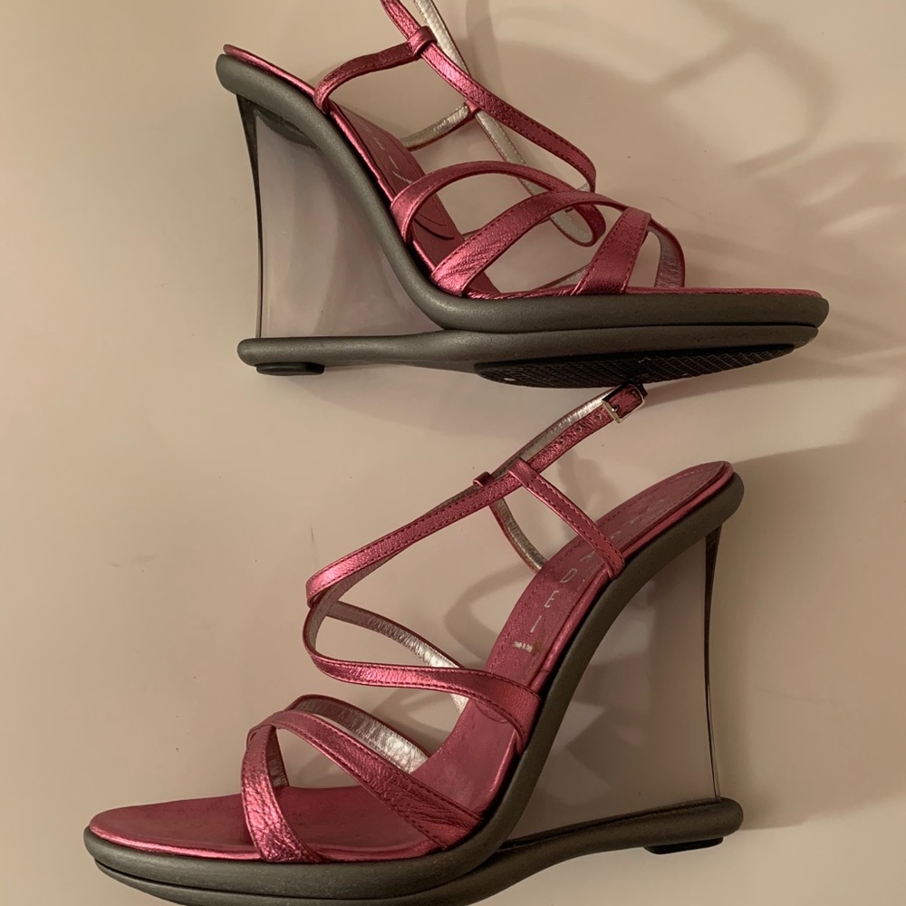 Casadei leather wedged sandals